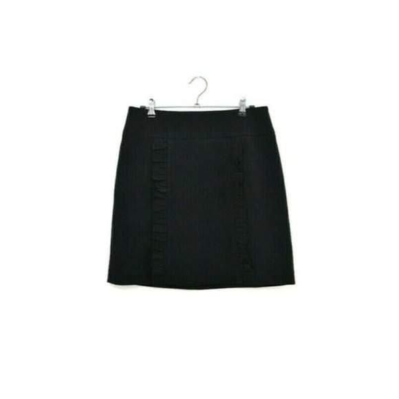 BASQUE Womens Black Frill Front A-line Corporate Business Pencil Skirt - Size 8 - Picture 2 of 7